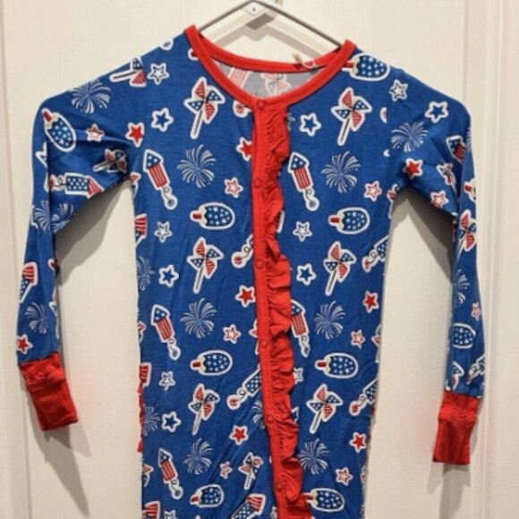 Laree + Co Kids Ruffle Footless Pajamas Patriotic Ruffle Snap 3T New With Tags - Picture 1 of 5